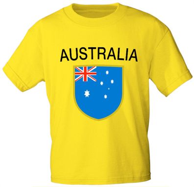 Kinder T-Shirt mit Print - Australia Australien - 76018 gelb - Gr. 86-164