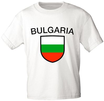 Kinder T-Shirt mit Print - Bulgarien - 76032 - weiß 152/164