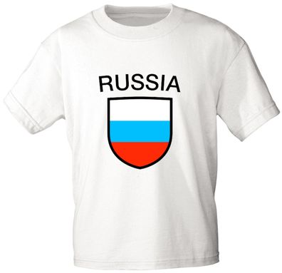 Kinder T-Shirt mit Print - Russia Russland- 76135 - weiß - Gr. 86-164