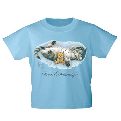 Kinder T-Shirt mit Print Cat Katze i don´t do mornings KA070/1 Gr. 128-164