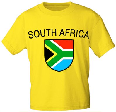 Kinder T-Shirt mit Print Fahne Flagge South Africa Südafrika - K76137 gelb Gr. 86-16