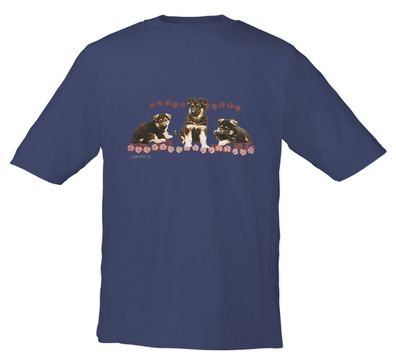 Kinder-T-Shirt mit Print - Schäferhundwelpen - 08205 blau - aus der ©Kollektion Bö