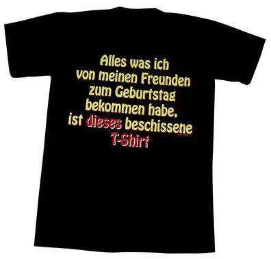 T-Shirt mit Print - .. Zum Geburtstag bekommen habe... - 09341 schwarz - Gr. S-XXL