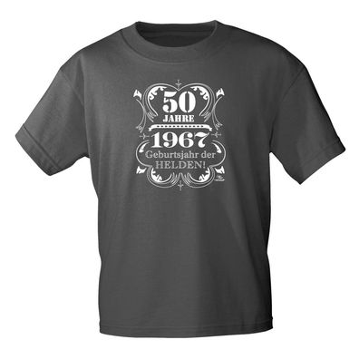 T-Shirt mit Print - 50 Jahre - 1967 Geburtsjahr der Helden - 12881 anthrazitgrau - Gr