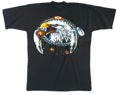 T-Shirt mit Print - Adler Indianerschmuck - 10611 schwarz - Gr. S-XXL