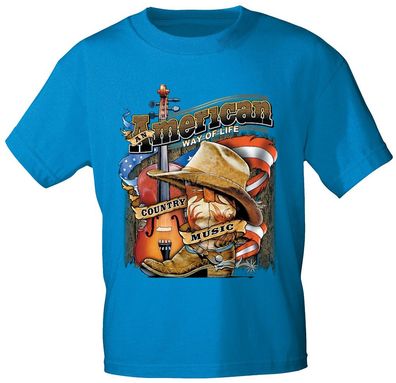 T-Shirt mit Print - American Way of Life Country Music - 10249 türkis Gr. S-3XL