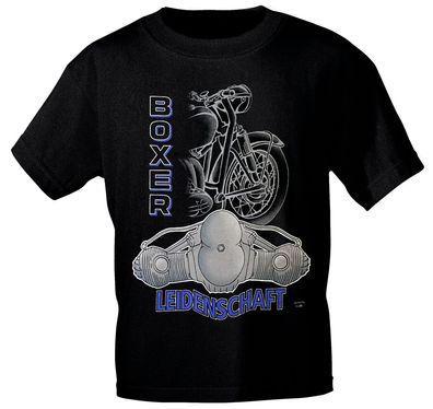 T-Shirt mit Print - Boxer-Leidenschaft Motorrad - 09766 schwarz - Gr. L