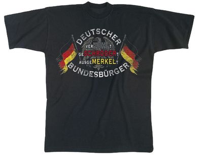 T-Shirt mit Print - Deutscher.... Bundesbürger - 09379 schwarz - Gr. S-XXL