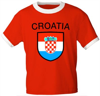 T-Shirt mit Print - Fahne Flagge Croatia Kroatien 76387 rot Gr. S-3XL