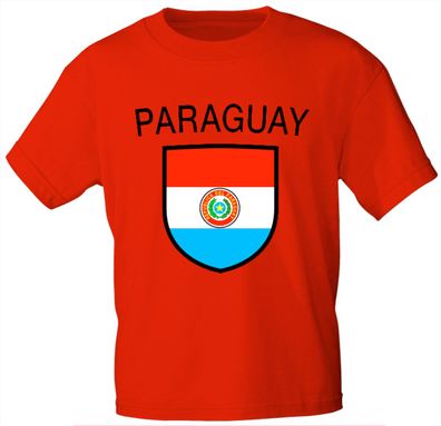 T-Shirt mit Print - Fahne Flagge Wappen Paraguay - 76428 rot Gr. XXL