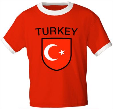 T-Shirt mit Print - Fahne Wappen Flagge Turkey Türkei - 76464 rot Gr. S-XXL