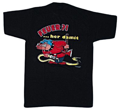 T-SHIRT mit Print - Feuer ... her damit - 09651 schwarz - Gr. M