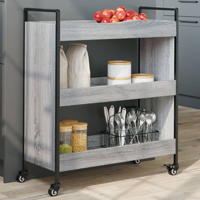 vidaXL Küchenwagen Grau Sonoma 70x30x82 cm Holzwerkstoff