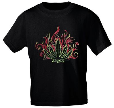 T-Shirt mit Print - Hanf- Feuer - 09543 schwarz - Gr. S-XXL