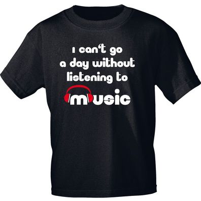 T-Shirt mit Print - i can´t go a day without listening to music - 10187 schwarz Gr