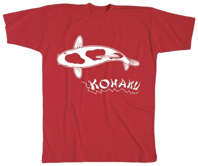 T-SHIRT mit Print - KOI Kohaku - KO235 rot - Gr. S-2XL