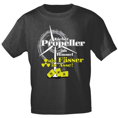 T-Shirt mit Print - Lieber Propeller am Himmel als Fässer in Asse - 12840 anthrazitg