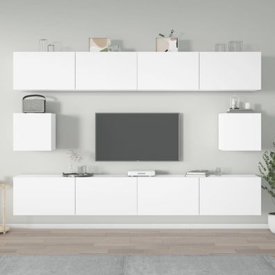 vidaXL 6-tlg. TV-Schrank-Set Weiß Holzwerkstoff