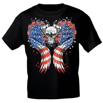 T-Shirt mit Print - Motor American Flag Wings 12982 Gr. M