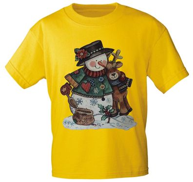 T-Shirt mit Print - Schneemann Snowman Rentier - 10417 - S-XXL