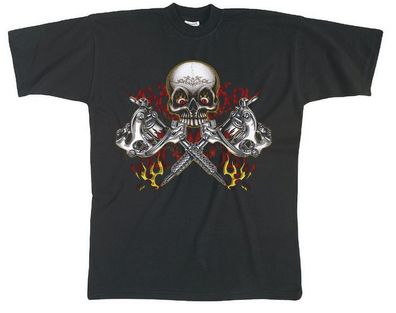 T-SHIRT mit Print - Skull Schädel Totenkopf Säbel - 09959 schwarz - Gr. S-2XL