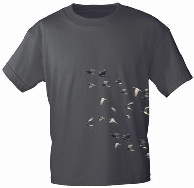 T-Shirt mit Print - Tauben Taubenschwarm - TB152 anthrazitgrau Gr. 3XL
