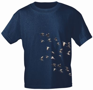T-Shirt mit Print - Tauben Taubenschwarm - TB152/1 dunkelblau Gr. XXL