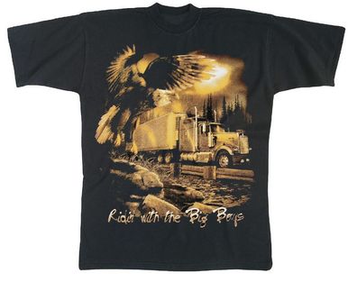 T-SHIRT mit Print - Truck Adler - Ridin´ with the Big Boys - YF901 schwarz Gr. M