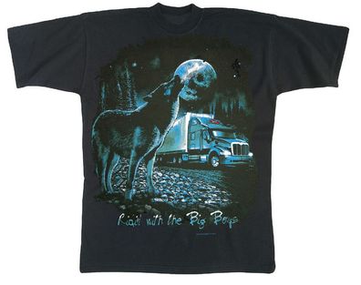 T-SHIRT mit Print - Truck Wolf - Ridin´ with the Big Boys - YF900 schwarz Gr. S-2XL