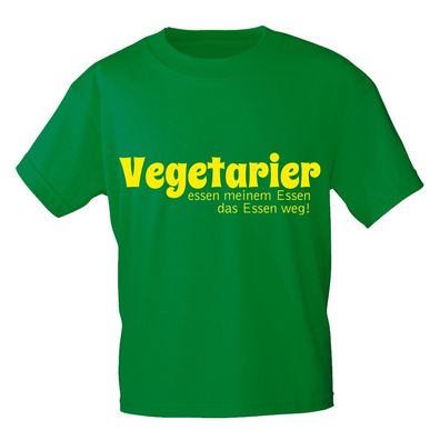 T-Shirt mit Print - Vegetarier essen meinem Essen das Essen weg - 10859 grün - Gr. S