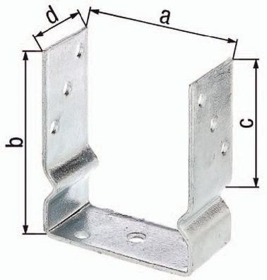 U-Pfostenträger ETA-10/0210 121x150x100x60mm TZN z. Aufschr. GAH