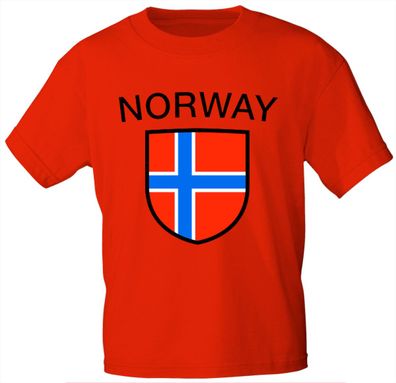 T-Shirt mit Print - Wappen Fahne Flagge Norway Norwegen - 76423 rot Gr. L