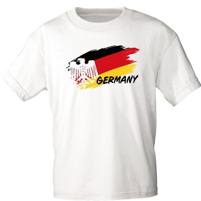 T-Shirt mit Print - wehende Fahne Deutschland - 76446 Weiß Gr. L