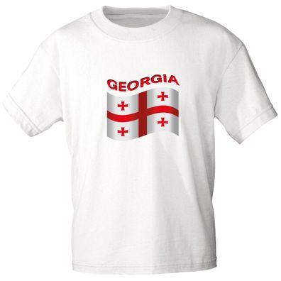 T-Shirt mit Print - wehende Fahne Georgien - 76466 Gr. M