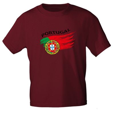 T-Shirt mit Print - wehende Fahne Portugal - 76440 Bordeaux Gr. L