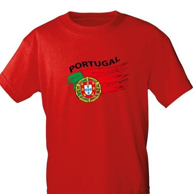 T-Shirt mit Print - wehende Fahne Portugal - 76441 rot Gr. S