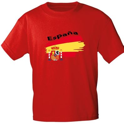 T-Shirt mit Print - wehende Fahne Spanien - 76443 rot Gr. S