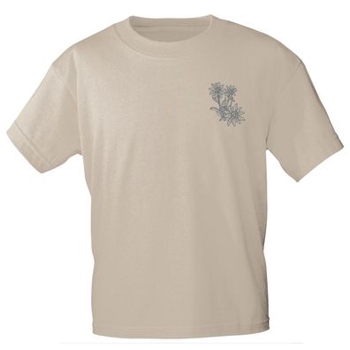 T-Shirt mit Print 3 Edelweißblüten Blumen - 11914 sandfarben Gr. S-2XL