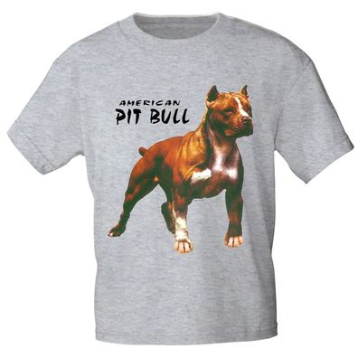 T-Shirt mit Print American Pit Bull 10204 Gr. grau / 3XL