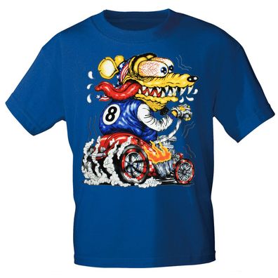 T-Shirt mit Print Ratte Motorradfahrer Racing 15702 Gr. Royal / XXL