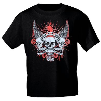 T-Shirt mit Print Totenkopf Skull Life is to short - 10223 schwarz Gr. S-3XL