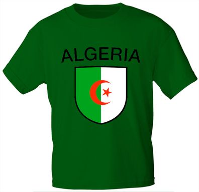 T-Shirt mit Print Wappen Fahne Flagge Algeria Algerien - 76309 dunkelgrün Gr. S-3XL