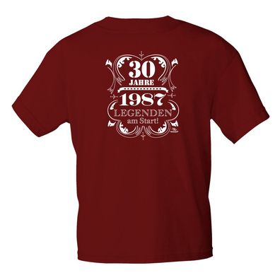 T-Shirt mit Rückenprint - 30 Jahre - 1987 Legenden am Start - 12882 dunkelrot - Gr