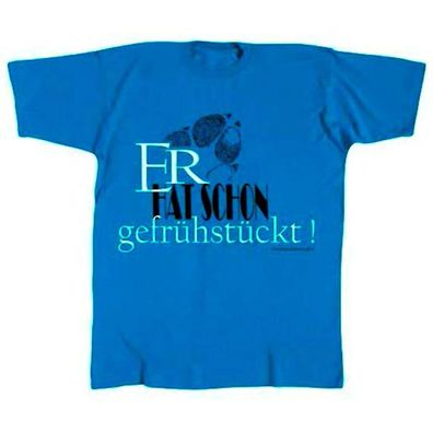 T-Shirt Sprücheshirt Hundepfote Er hat schon gefrühstückt 10581 royalblau Gr. S-2X