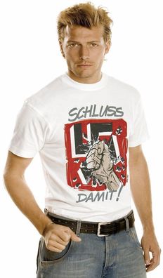 T-Shirt unisex mit Aufdruck - HAKEN..... - Schluss DAMIT - 09535 weiß - Gr. S - XXL