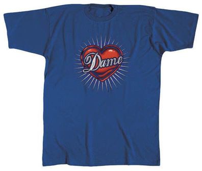 T-Shirt unisex mit Aufdruck - HERZ DAME - 09363 Blau - Gr. XL