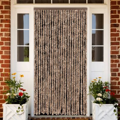 vidaXL Fliegenvorhang Beige und Dunkelbraun 100x220 cm Chenille