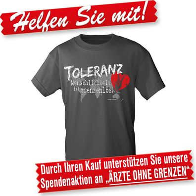 T-Shirt unisex mit Druck - Toleranz - Menschlichkeit ist grenzenlos - 09391 dunkelgra