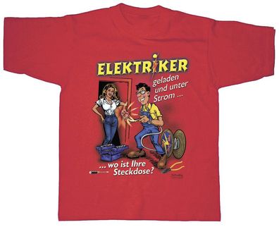 T-SHIRT unisex mit Print - Elektriker - 09970 rot - Gr. L