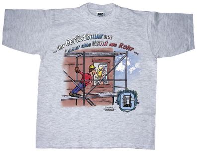 T-SHIRT unisex mit Print - Gerüstbauer - 09985 hellgrau - Gr. S-XXL